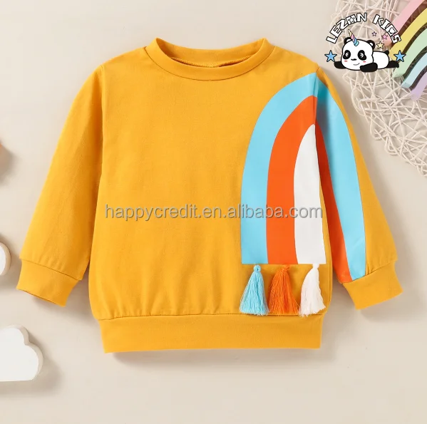 LEZONKIDS - Wholesale Children's Clothing Rainbow Girls Sets Casual Customizable Logo Pattern Fabric Material Western Style Suits